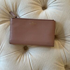 Kate Spade Rose Taupe Leather Zip Wallet